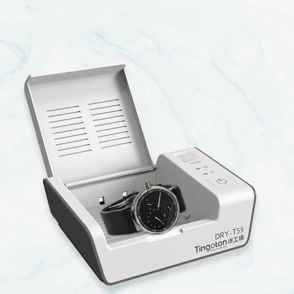 

Удаляет пот T55 Сушилка для слуховых аппаратов Технология UV-C Функция осушителя Ультрафиолетовый осушитель UV-C Удаляет влагу