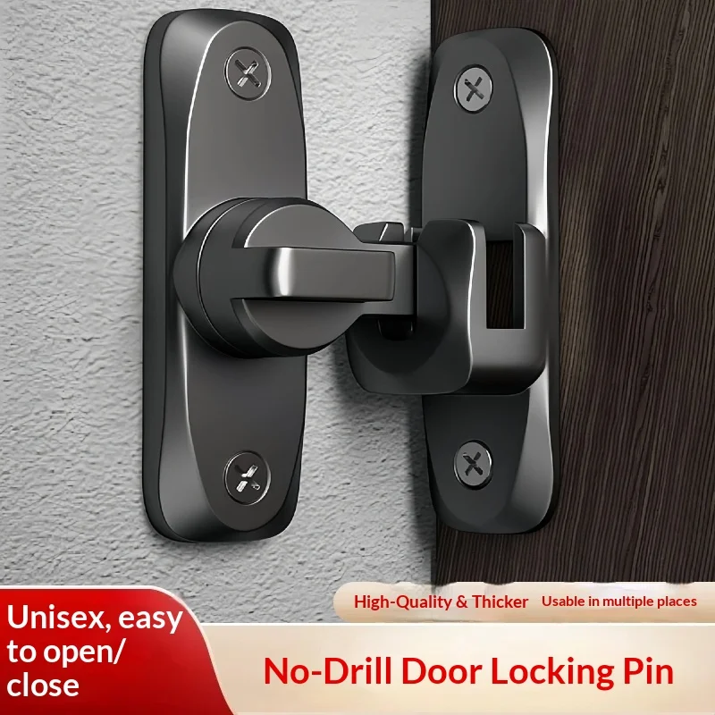 2PCS Non Perforated Aluminum Alloy Pin Door Buckle Bathroom Sliding Door Buckle Open Door Lock Anti-theft Buckle Accessories