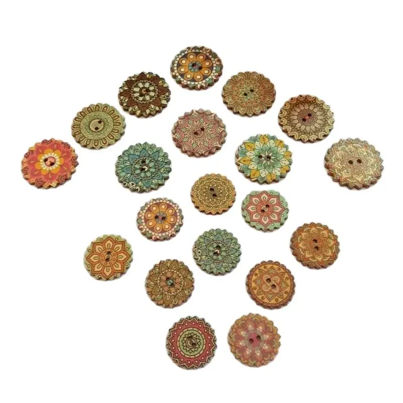 50pcs/lot 20mm/25mm wooden buttons mix garment sewing scrapbooking Crafts Accessories botoes para artesanato