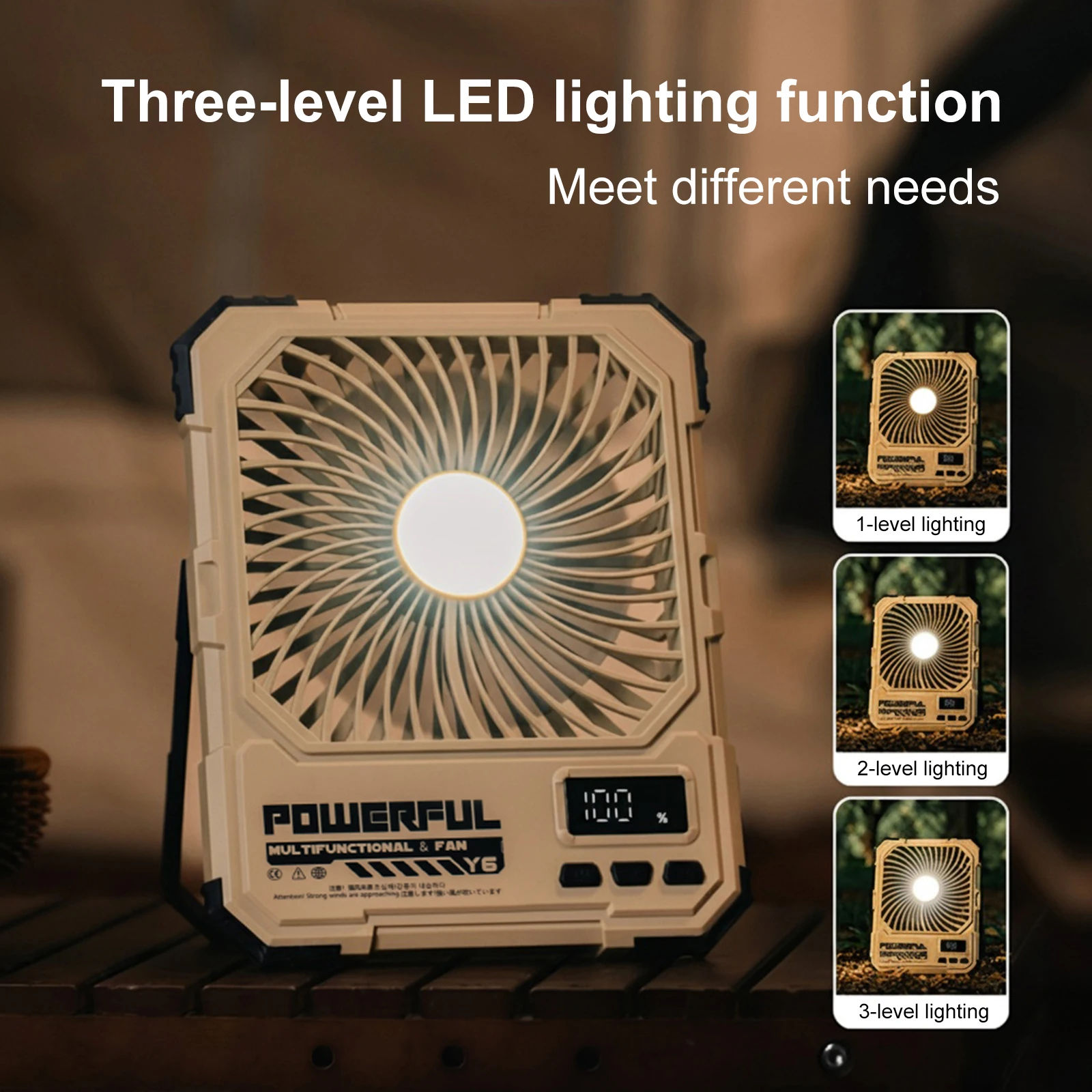 20000mAh Battery Powered Fan with LED Lantern Rechargeable Travel Fan for Bedroom Outdoor Tent Travel Cruise Essentials