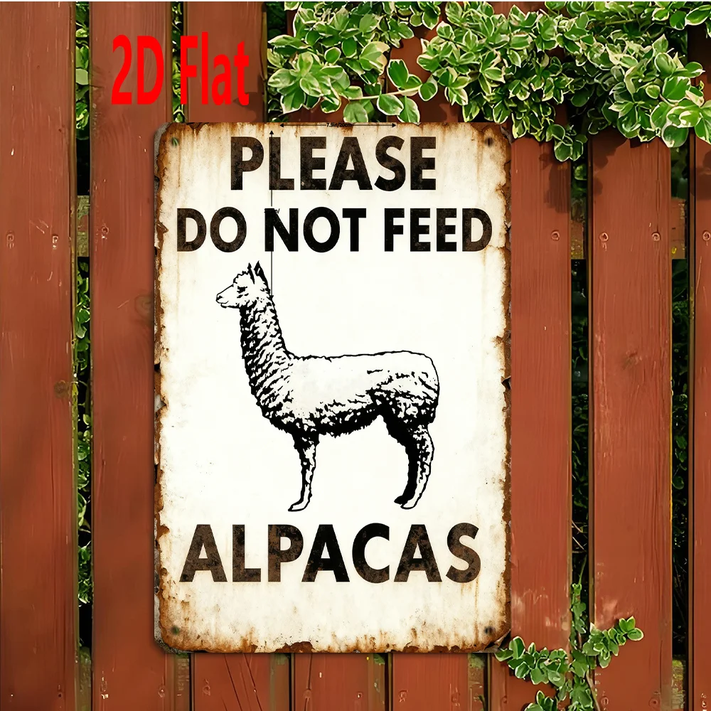 Please Do Not Feed Alpacas Sign - Humorous Farm Warning Metal Poster for Zoo Home, Vintage Alpaca Wall Decor
