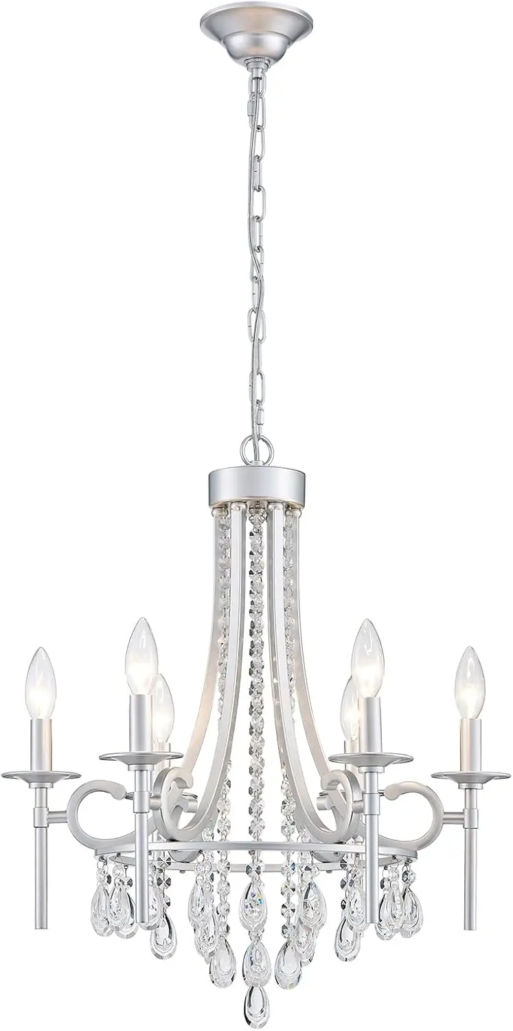 

Современная хрустальная люстра с 6 лампами, хромированный круглый потолочный светильник для столовой, гостиной, спальни