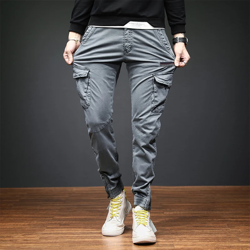 CAAYU-pantalones Cargo para hombre, ropa de calle japonesa con bolsillos laterales, estilo Hip Hop, a la moda, 2022