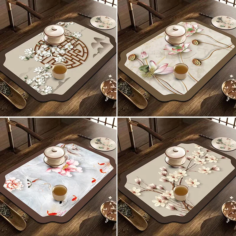 Cross-Border Absorbent Leather Mat Kitchen Table Storage Water Draining Pad Erasable Disposable Coffee Machine Mat Non-Slip Dryi