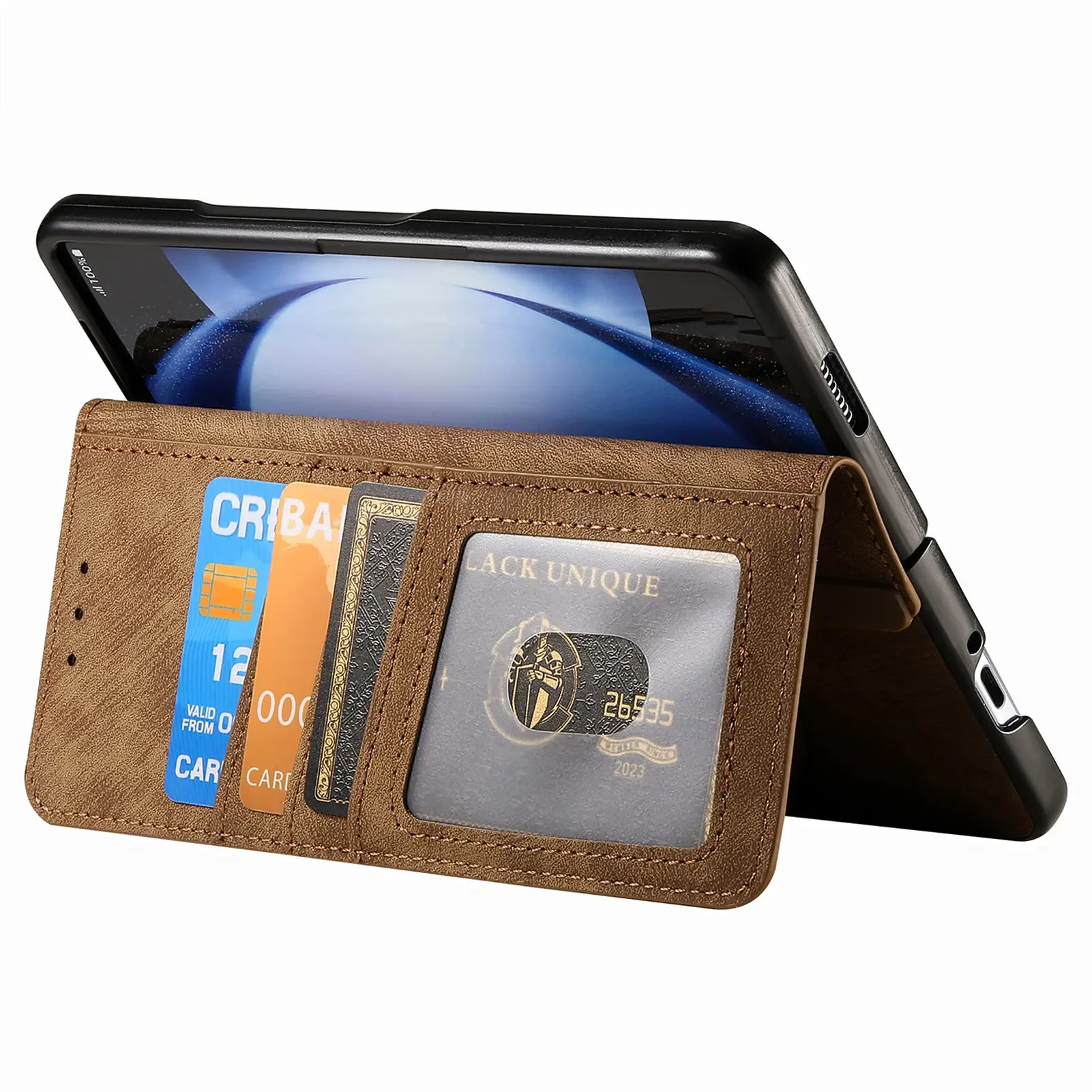 2 in 1 Magnetic Zipper Cards Solt Wallet Leather Case For Samsung Galaxy Z Fold 7 6 5 4 3 5G Wireless Charging Bag Purse Cover