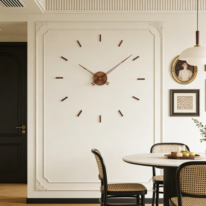 Unusualhands Retro Large Wall Clock Wooden Luxury Bathroom Modern Cozy Wall Clock Aesthetic Nordic Duvar Saati Home Decor Items