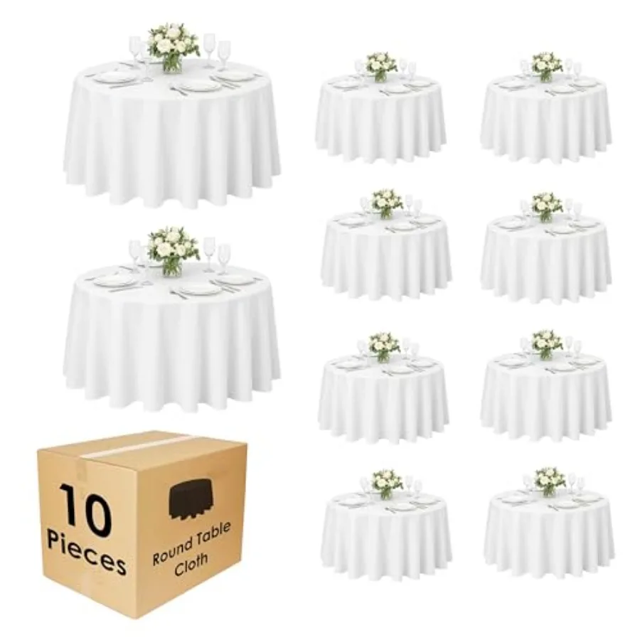 

Набор из 10 круглых скатертей диаметром 70 дюймов из полиэстеровой ткани, моющиеся, для дома, вечеринок, свадеб или ресторанов