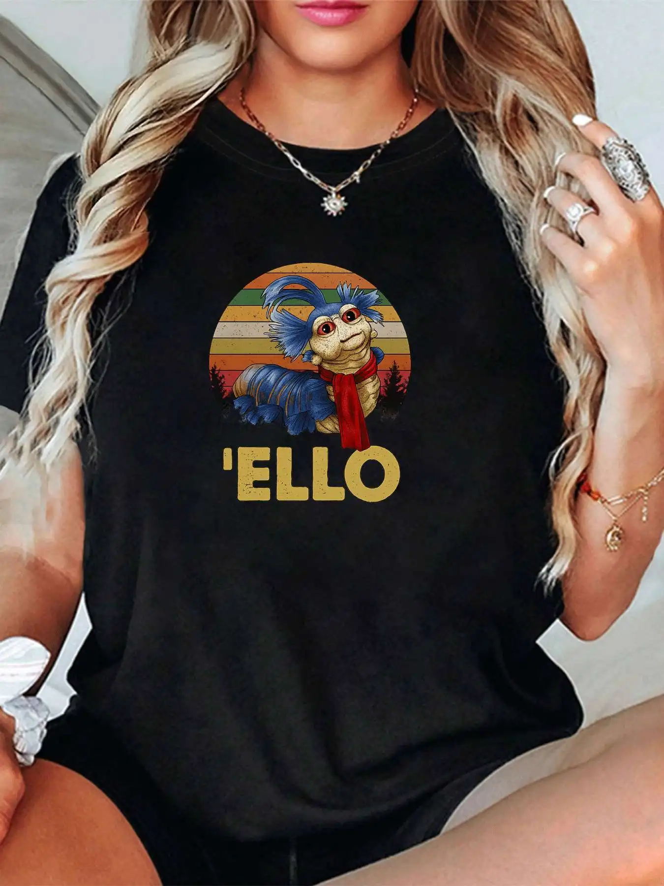 

【1143771】Женская футболка больших размеров с мультяшным рисунком, круглым вырезом и короткими рукавами, эластичными половинными рукавами и модными принтами