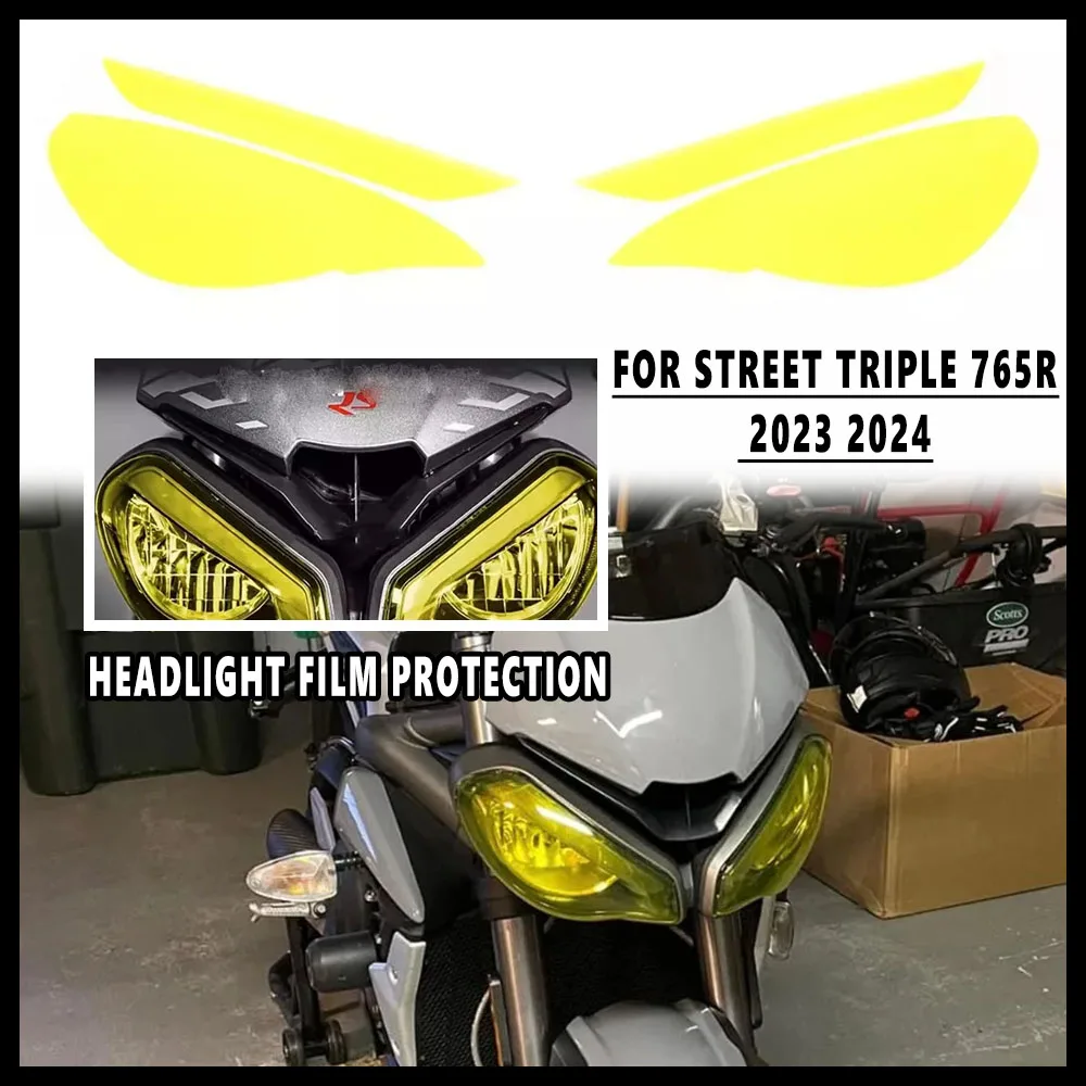 For Triumph Street Triple 765 RS MOTO2 2023+ Brand New Motorcycle Accessories Three Colors Headlamp Film Protective Film Sticker