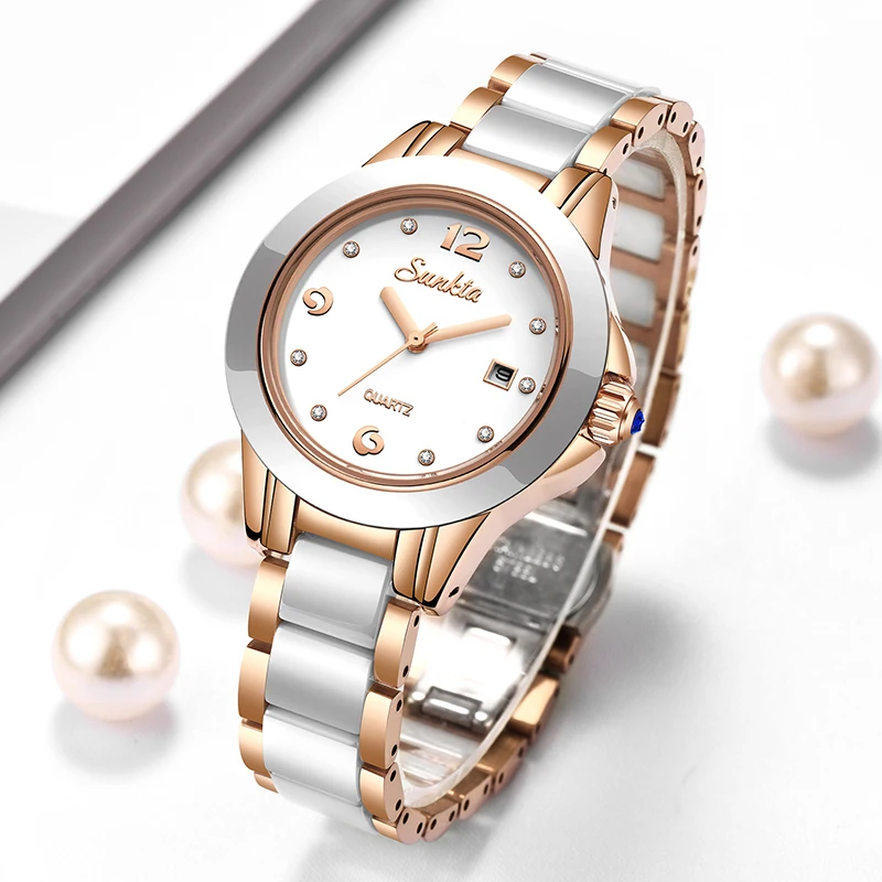 SUNKTA Mode Frauen Uhren Rose Gold Damen Armband Uhren Reloj Mujer 2023 Neue Kreative Wasserdicht Quarz Uhren Für Frauen