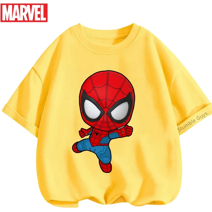 

Детская футболка Marvel с изображением Человека-паука, одежда с изображением Человека-паука для мальчиков и девочек, летние повседневные дышащие футболки для детей от 3 до 14 лет