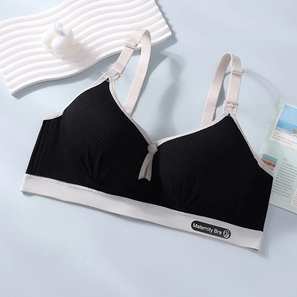 Durable Double Buckle Nursing Bra Push-up Breathable Maternity Bra Anti-sagging Convenient Nursing Bralette for Breastfeeding