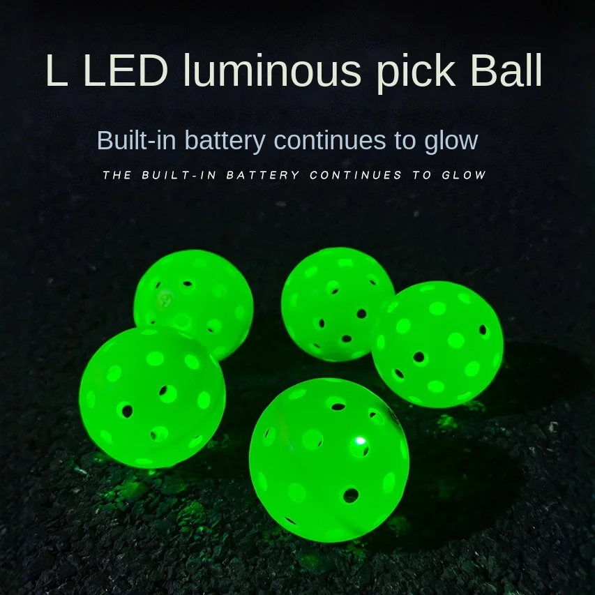 

New 74mm luminous LED Pickball 40-hole luminous Pickball Outdoor Night Training Ball with Light Hole Ball
