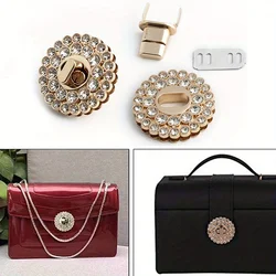 1PC 4 colors 3.9cm round decorative diamond gold rotary lock bag twist lock DIY bag handbag wallet making accessories