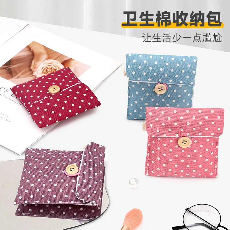 New Sanitary Pad Pouch Mini Folding Women Cute Bag for Gaskets Napkin Towel Storage Bags Pouch Case Sanitary Pad Organizer