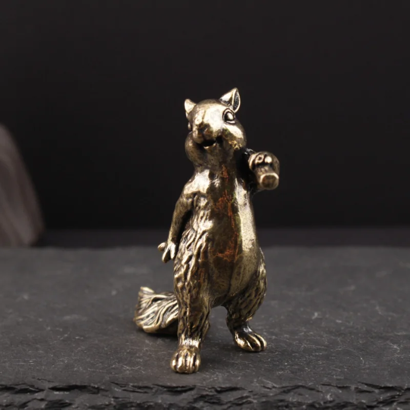 زخرفة مكتب مكتب من النحاس الصلب، زينة مضادة للسنجاب، شاي برونزي، هدية حرفية للحيوانات الأليفة، قطعة محمولة #3