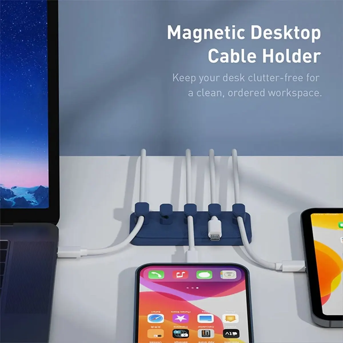 【~ New A88T】Self-Adhesive Silicone Magnetic Cable Organizer DIY USB Cables Holder Silicone Flexible Desktop Clips for Mouse Wire