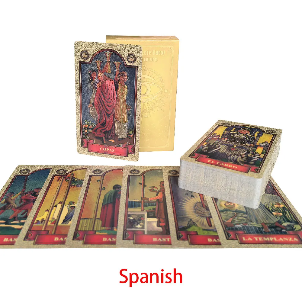 

Испанский: Золотой Таро — совершенно новая золотая версия испанской карты для отдыха, развлечений, семейных встреч и многого другого.
