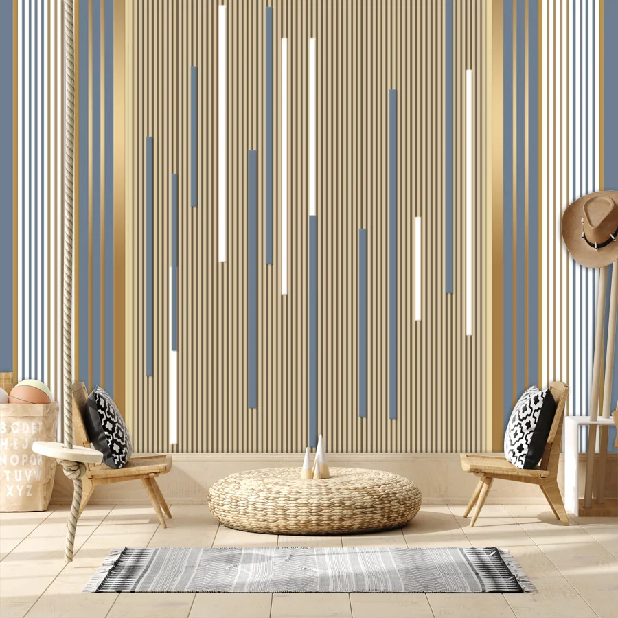 خلفيات قابلة للتقشير واللصق مخصصة لغرفة المعيشة وغرفة النوم ورق حائط ديكور المنزل خط معدني تجديد الأثاث جدارية #1