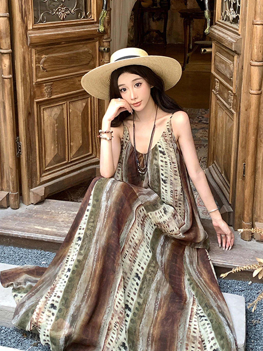 n العرقية Sle قطعتين مجموعة الصيف خمر الدكتور ملابس السفر المرأة Faion يوننان دالي الجذب السياحي #2