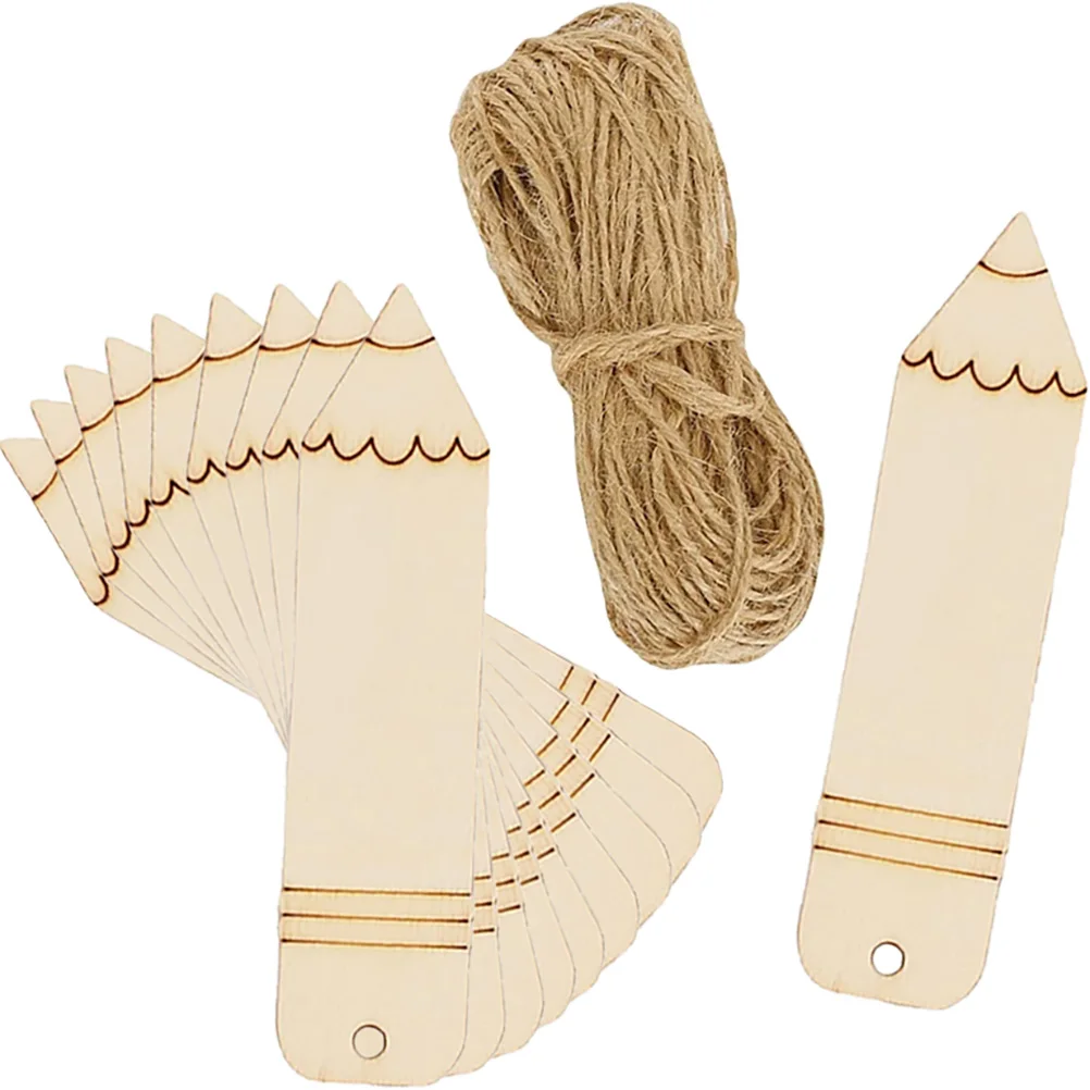 

10pcs Wooden Bookmarks Blank DIY Students Reading Markers Hanging Tags Craft Supplies Pencil Shape Ornament Unpainted