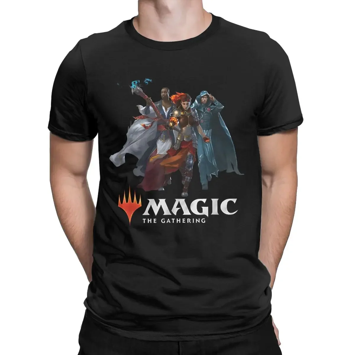 Creative Magic Games Gathering MTG T-Shirts Men Round Collar Pure Cotton T Shirts Three Planeswalkers Short Sleeve Tee Gift