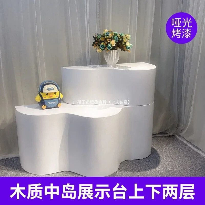 Wood paint simple European floor square shaped special-shaped booth display stand clothing store table window display cabinet