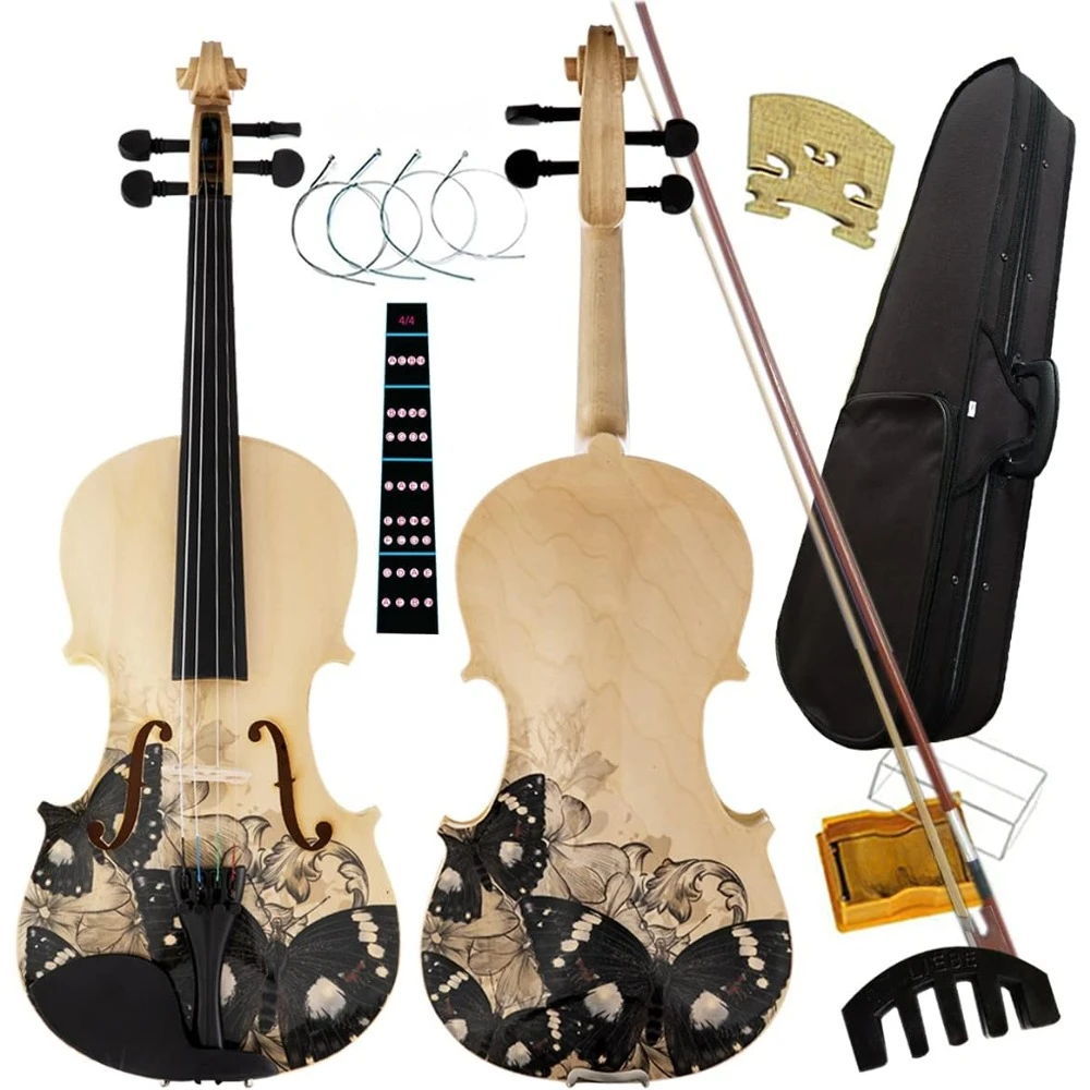 

Distinctive Artistic Violin Set, Designed for Beginners/ Students/ Kids/ Adults with Hard Case, Bow, Extra Strings Violin