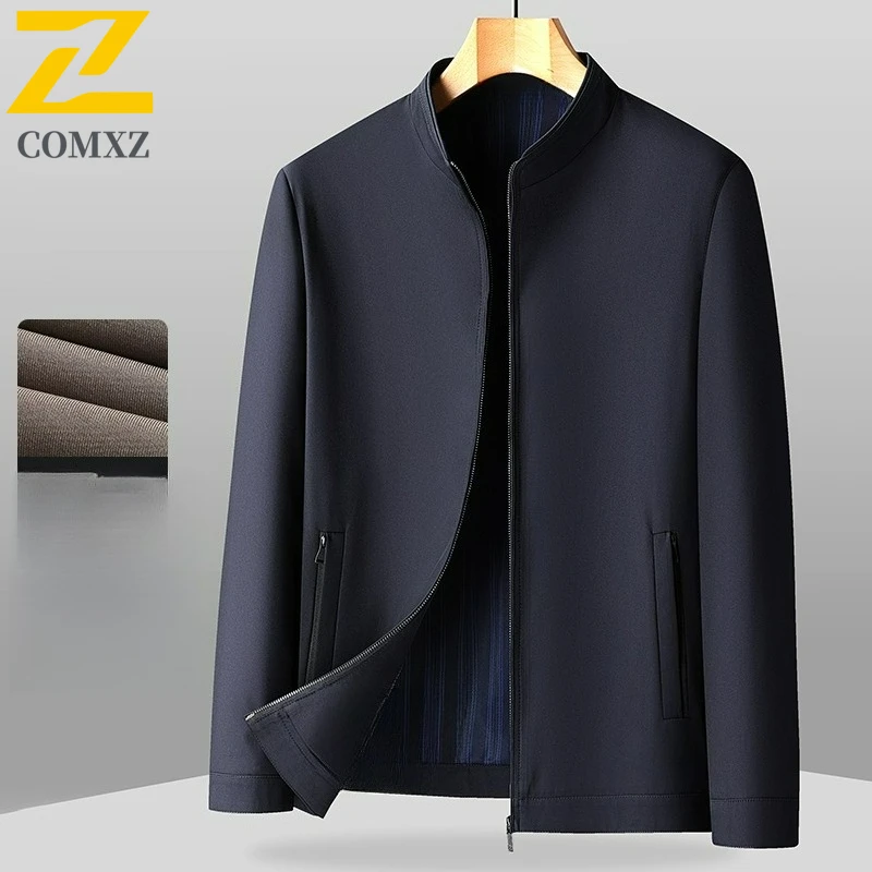 COMXZ Jacket Men Leisure Stand Collar Business Working Coat Lightweight Comfortable Stylish Office Daily Wear Autumn Outerwear