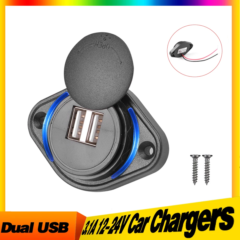4,2 A Dual USB Ladegerät Steckdose Adapter Lade Panel Mount 12-24 V Für Motorrad Auto Boot Bus ATV UTV Camper Caravans BF