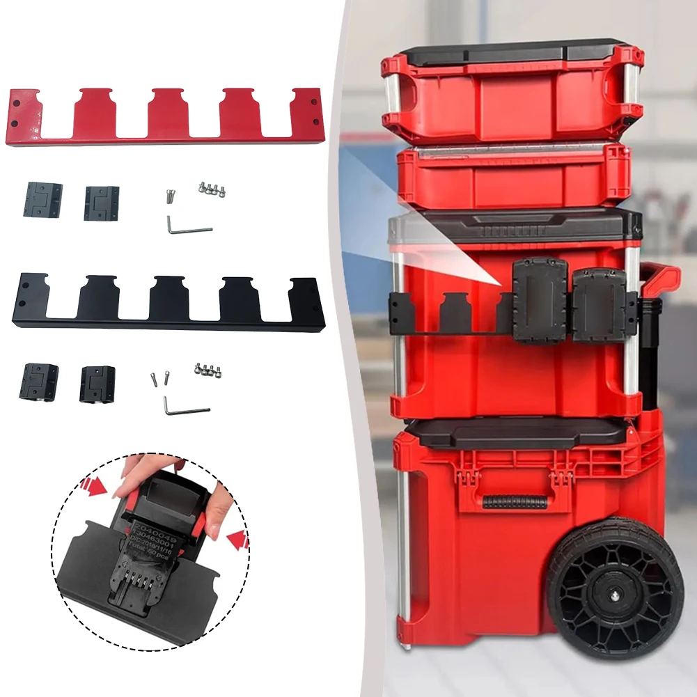 

Металлический держатель для батарей, стеллаж для хранения системы упаковки, настенный органайзер, подходит для батарей DW 18 В, 20 В, с четырьмя слотами