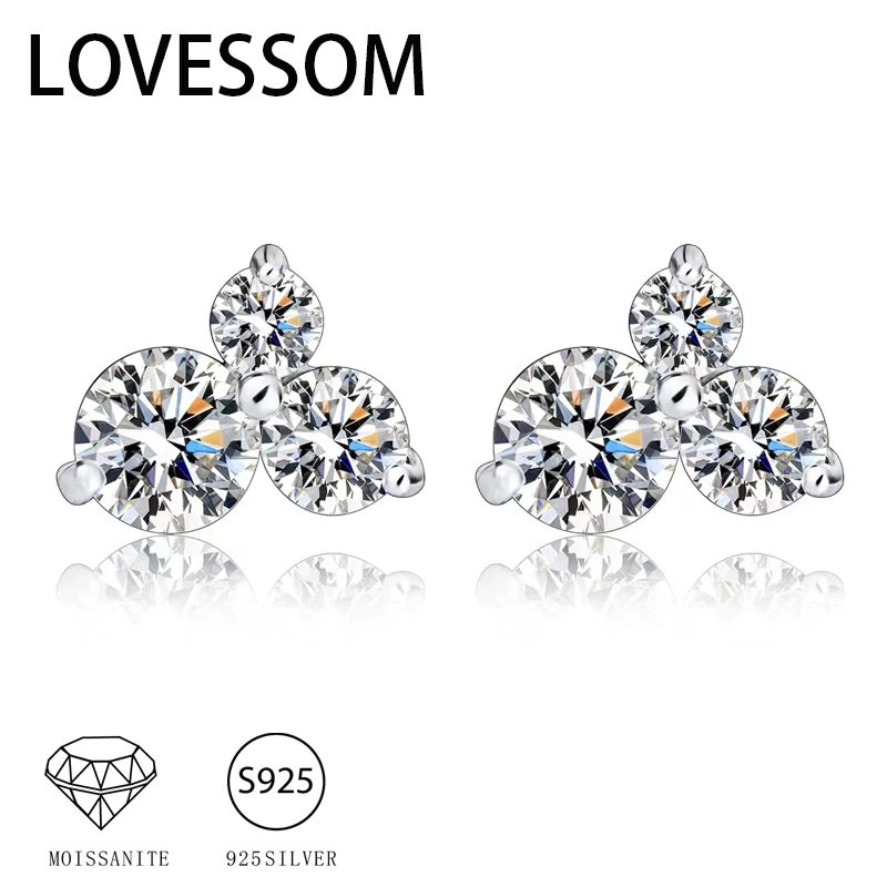 925 srebrne kolczyki Moissanite brzoskwiniowe kwiaty modne Temperament lekki luksusowy damski walentynki dzień matki