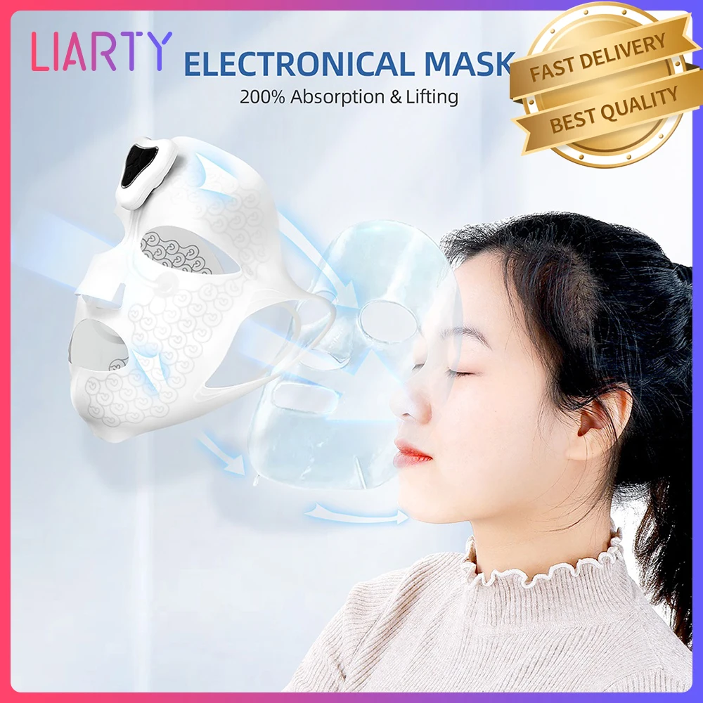 Soft Silicone EMS Facial Mask Full Cover Face Masaage Device Washable Mask Skin Rejuvenation Lifting Anti-Ance Wrinkle Mask