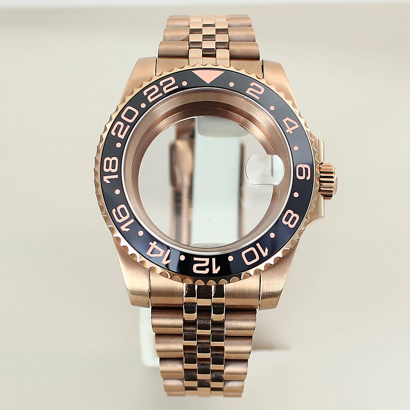 

40mm Replacement GMT Watch Case 5-link Bracelet Sapphire Crystal For NH35 NH36 NH34 Miyota 8215 Eta 2824 Movts watch accessories