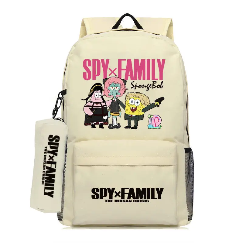 Espía a los dos yuanes mochila de animación tendencia estudiantes masculinos y femeninos mochila escolar fuerte mochila de dibujos animados más bolsa para bolígrafos
