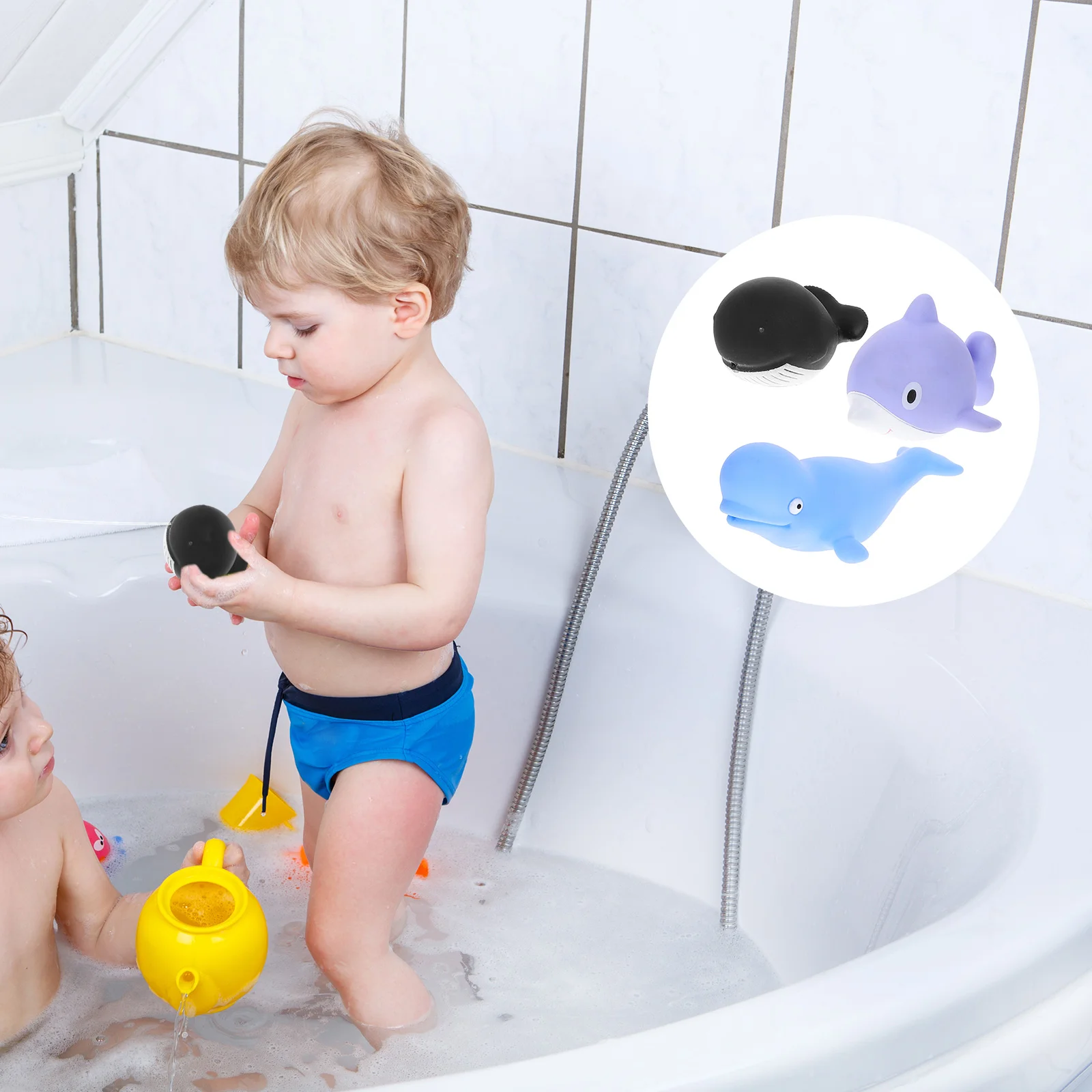 3pcs Underwater World Bath Toys 105 Dolphin 14 Small Whale 102 Whale EVA Material Floating Squeeze Baby Toddler