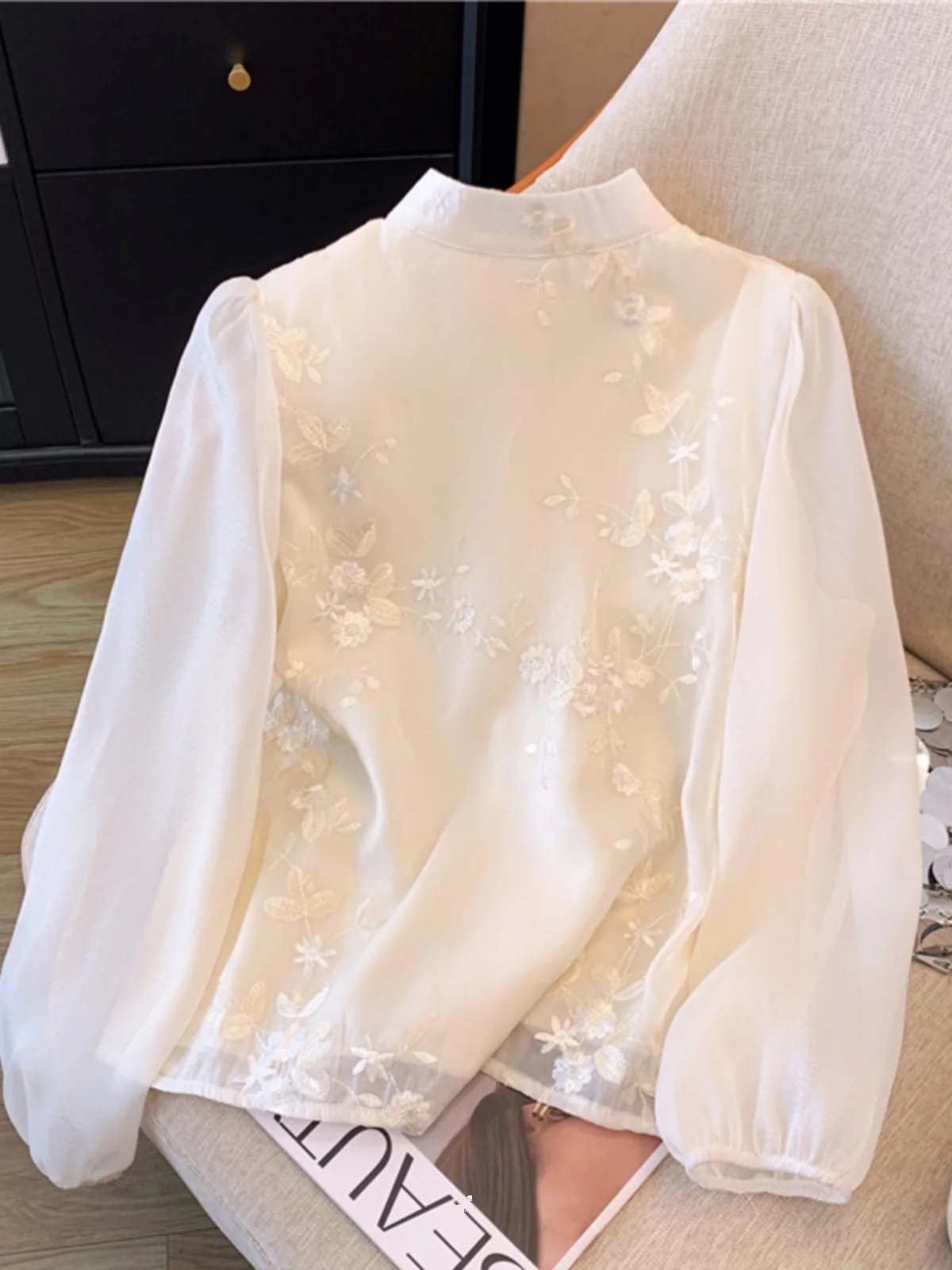 Loose Silk Chiffon Embroidered Long Sleeve Shirt Women's Spring Summer Self-Keeping Style Chinese National Trend Tassel Cardigan