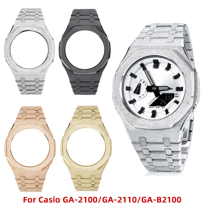 Модификация GA2100, металлический мужской комплект модов «сделай сам», для Casio G-SHOCK GA-2100 GA-2110, корпус из нержавеющей стали, ремешок для часов, замена CasiOak