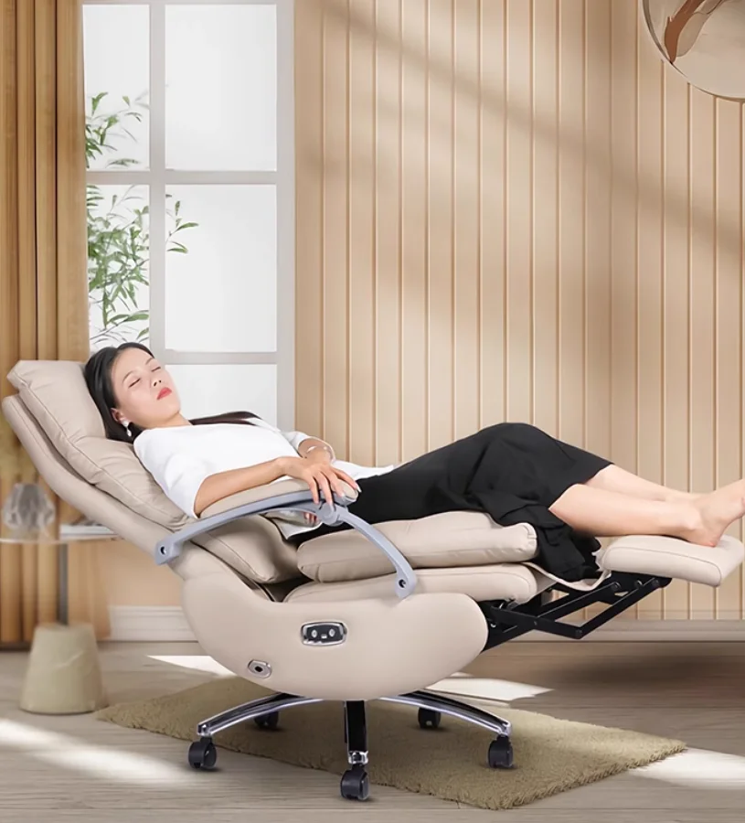 Office chair Ergonomics can lie flat boss chair electric massage computer chair cowhide chair