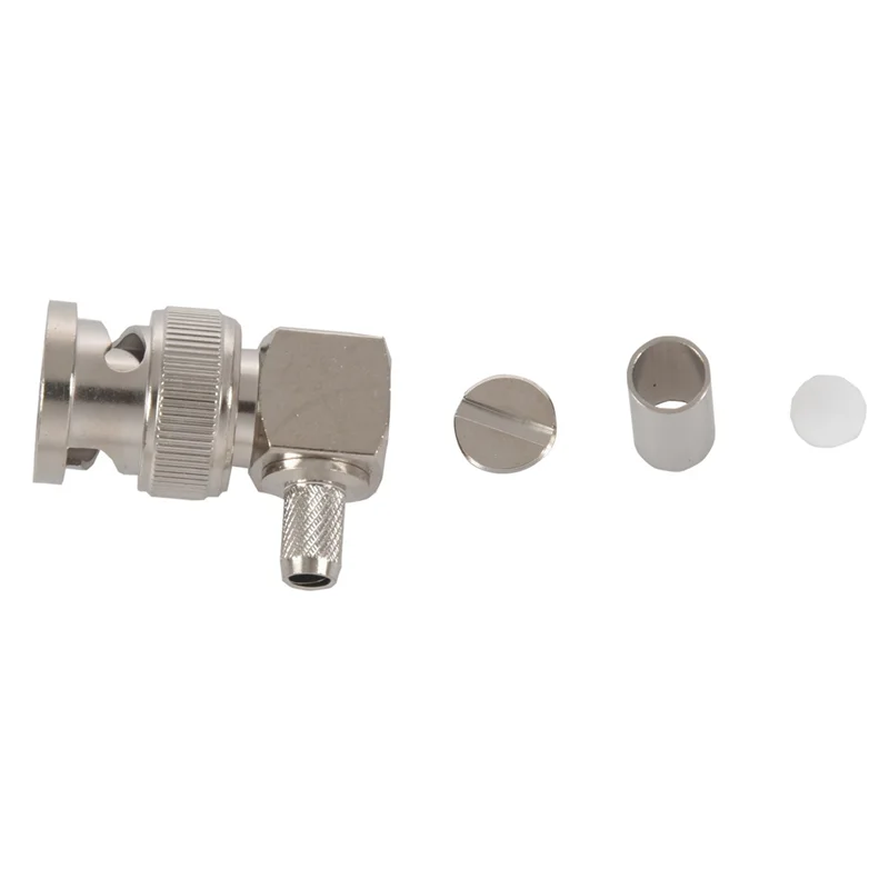 

2025 Hot Style 2X BNC Male Plug Right Angle Crimp For RG58 RG400 RFC195 RF Coax Adapter Connector,Silver
