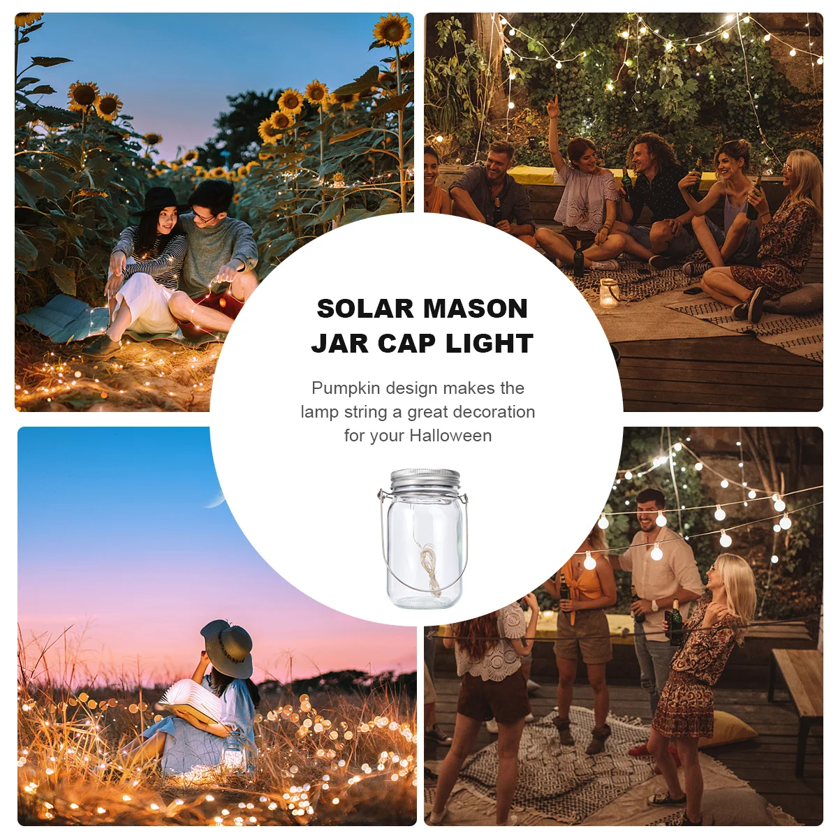 

1Set Solar Powered Jar Lamp Decorative Hanging Outdoor Lantern Warm Light for Garden Balcony Jar Light Outdoor Lantern
