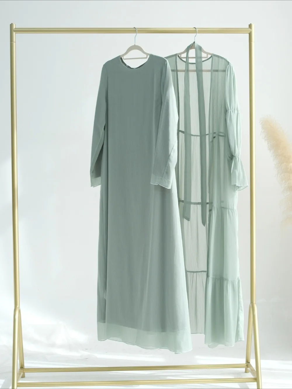 ผู้หญิง Abaya ชุด 2 ชิ้นชุดมุสลิม Abayas ชีฟอง Jalabiya Hijab Lace Up Ramadan โมร็อกโกดูไบ Kaftan Vestidos ยาว Robe ชุด