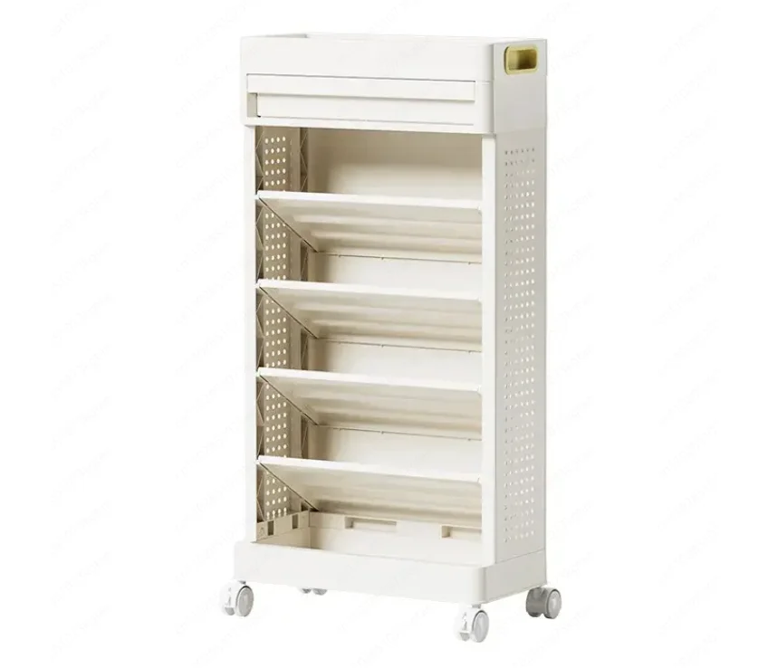 

Small bookshelf shelf floor with wheels mobile student dormitory children's books picture book storage trolley