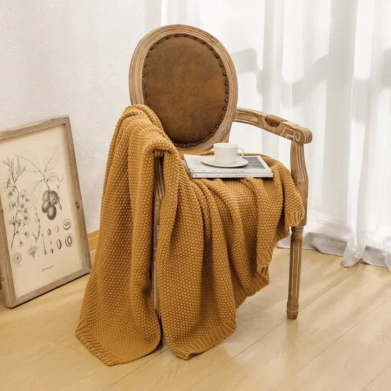 Soft Knitted Throw Blanket for Sofa Bed – Cozy Textured Knit Blanket for Living Room, Bedroom, Travel & Nap Use, Home Decor