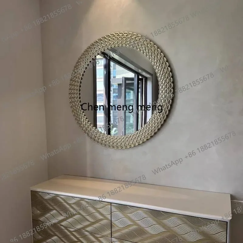 K153 Gold Frame Decorative Mirrors Round Toilet Luxury Salon Aesthetic Make Up Mirror Wall Vanity Espejos Para Pared Bedroom Stu