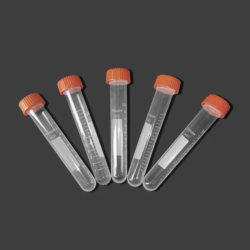 50Pcs 10ml Centrifuge Tube Plastic Test Tube EP Flat Socket Cap Round Bottom Sample Bottle with Scale Free-standing Laboratory