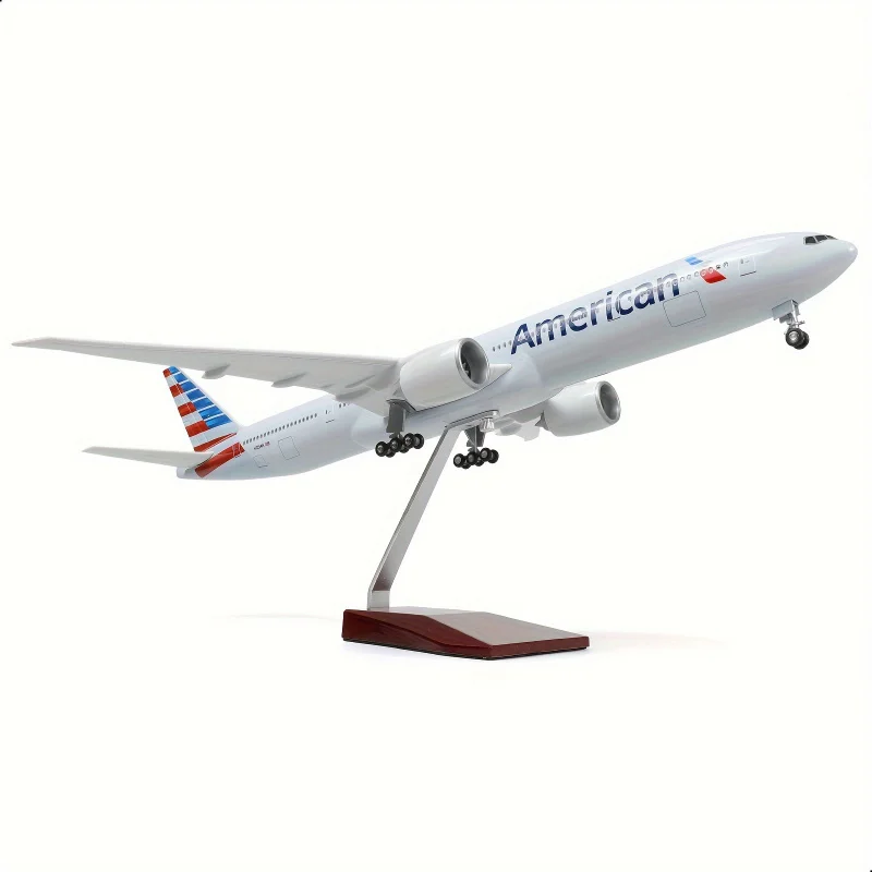 مجموعة نماذج Diecast كبيرة الحجم مقاس 18.5 بوصة من Boeing 777-300ER - مفصلة للغاية وقابلة للجمع مع حامل وميزات واقعية - مثالية f #2