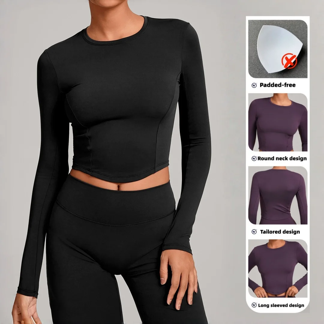

Seamless Yoga Tops Tight High-Intensity Fitness Clothes Winter Pilates Running Casual Workout Clothes Gym Long-Sleeved T-shirts