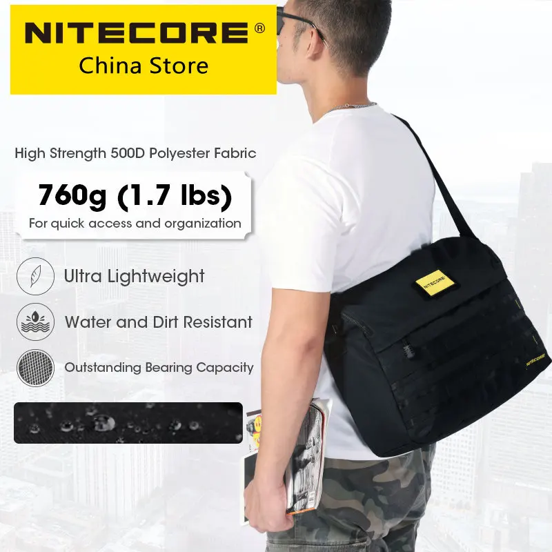 

Nitecore SLB09 9L Commuter Sling Bag Black Business Laptop Shoulder s Men 500D Travel Waterproof Range Molle System Male