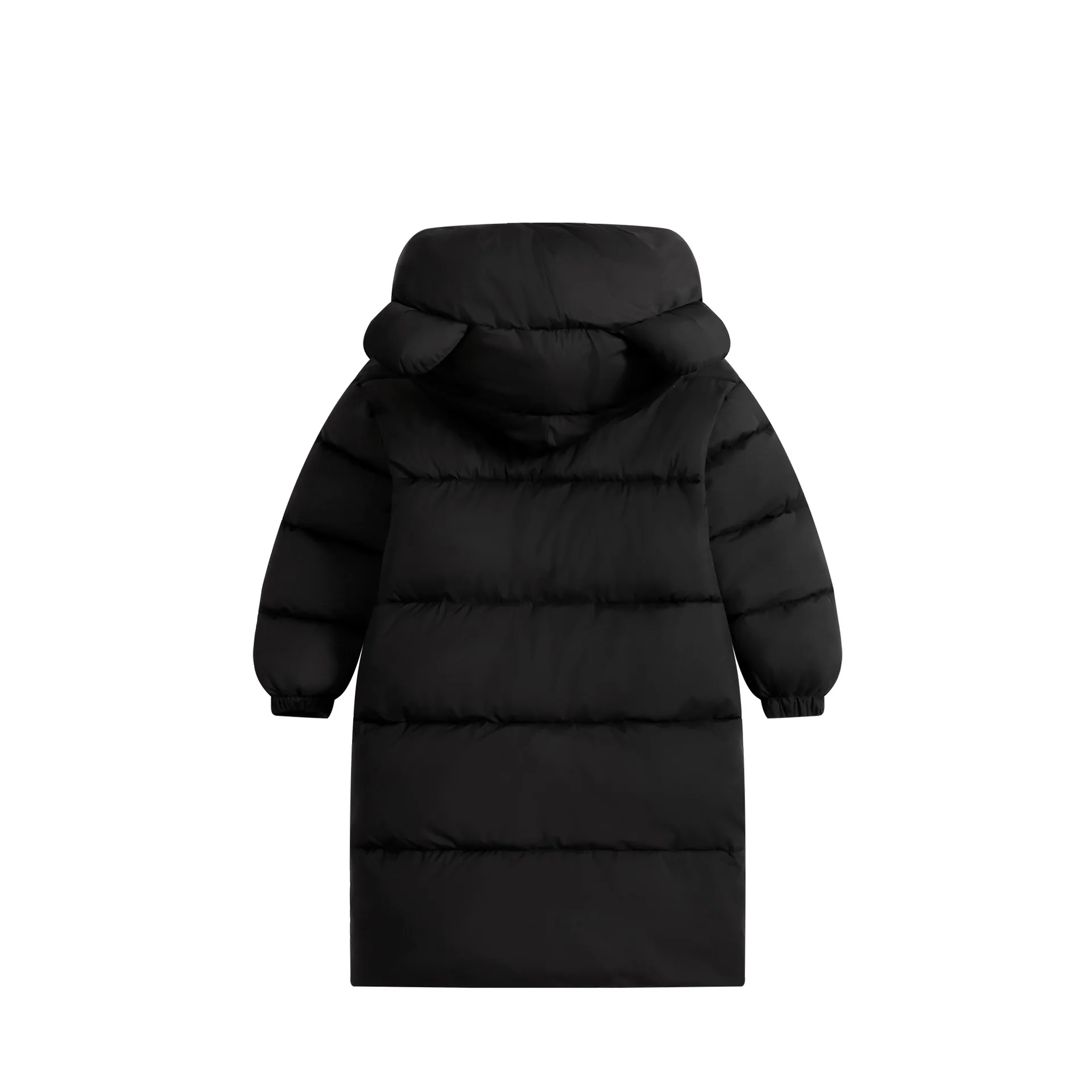 Winter-Kinderjacke in Unifarbe mit Seitentasche, Reißverschluss, Knöpfen und Katzenohren, Verdickte Baumwolljacke, Kinder-Langjacke, Unisex-Oberbekleidung – Detail 5